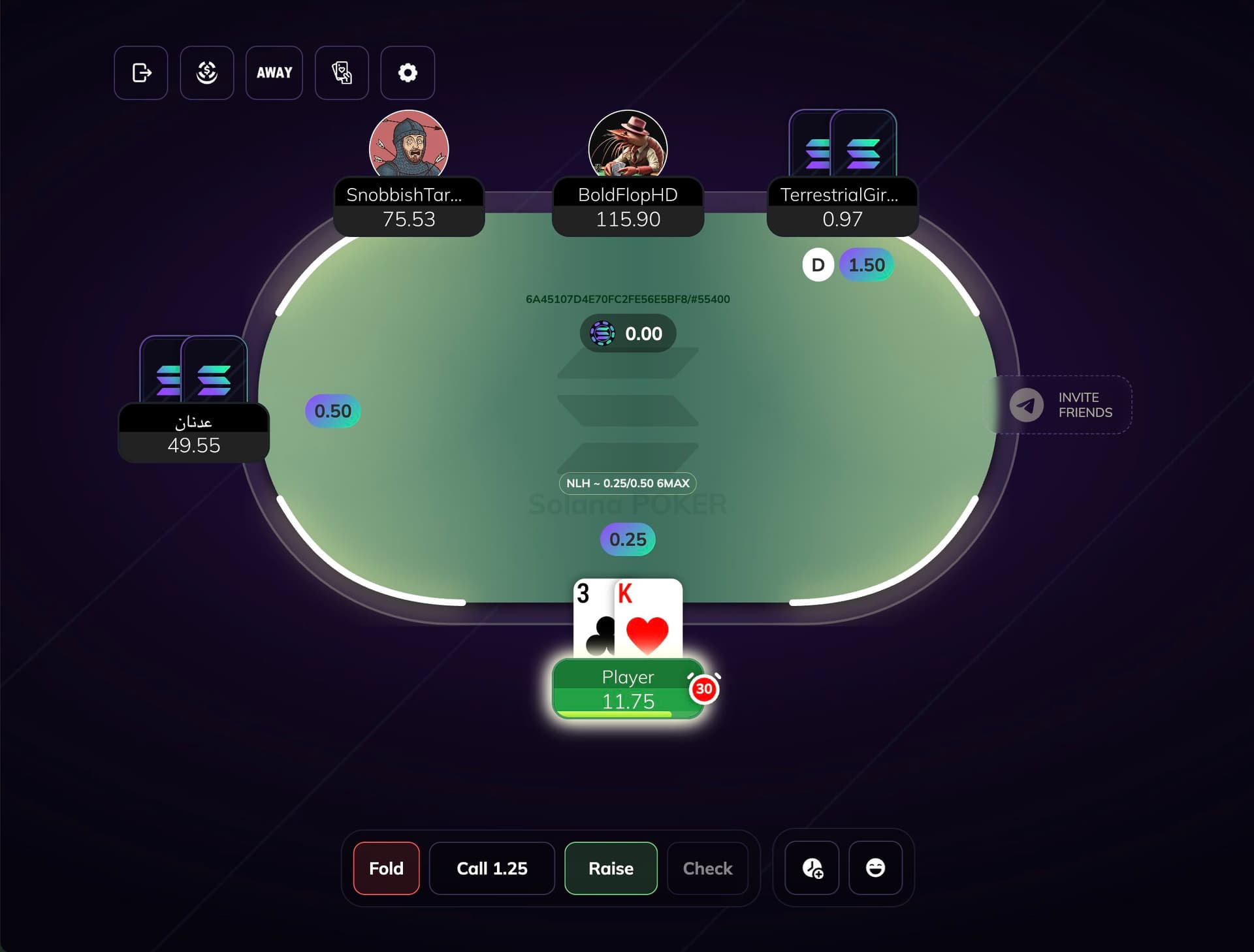 Solana Poker desktop table