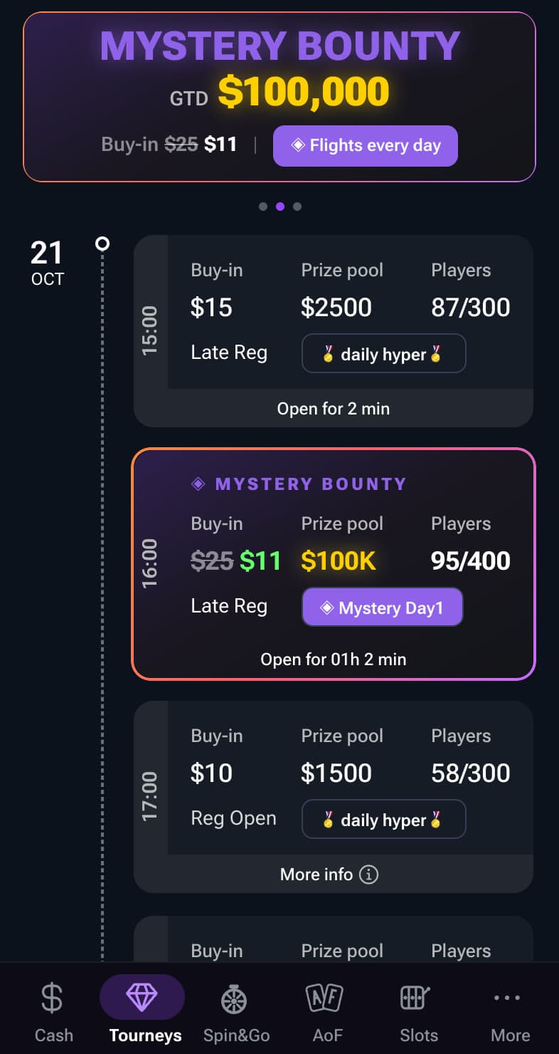 Solana Poker tournament schedule
